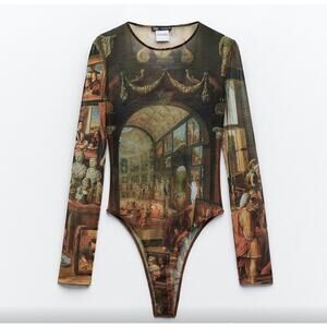 Zara Artwear Renaissance Rare The Studio Of Apelles Sheer Artsy Bodysuit S